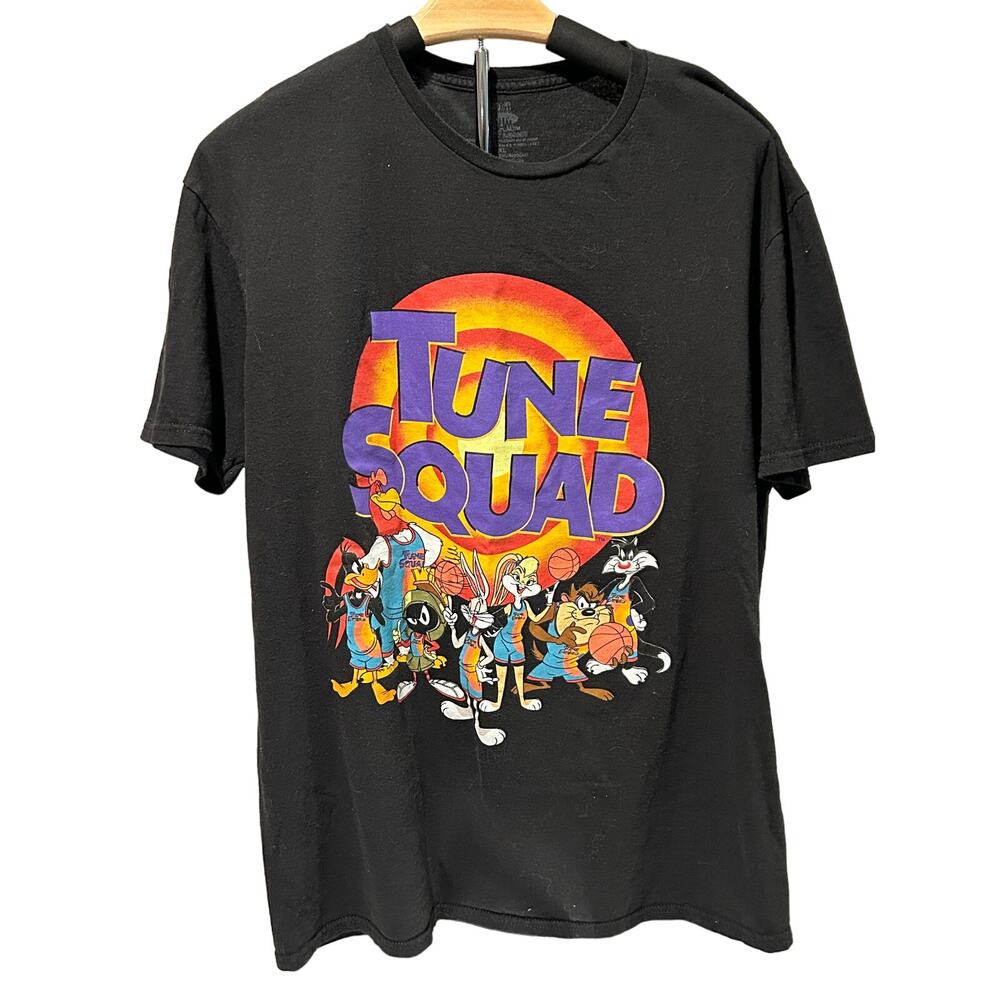 Unisex Space Jam Tune Squad Graphic T-Shirt Black Short Sleeve Size L